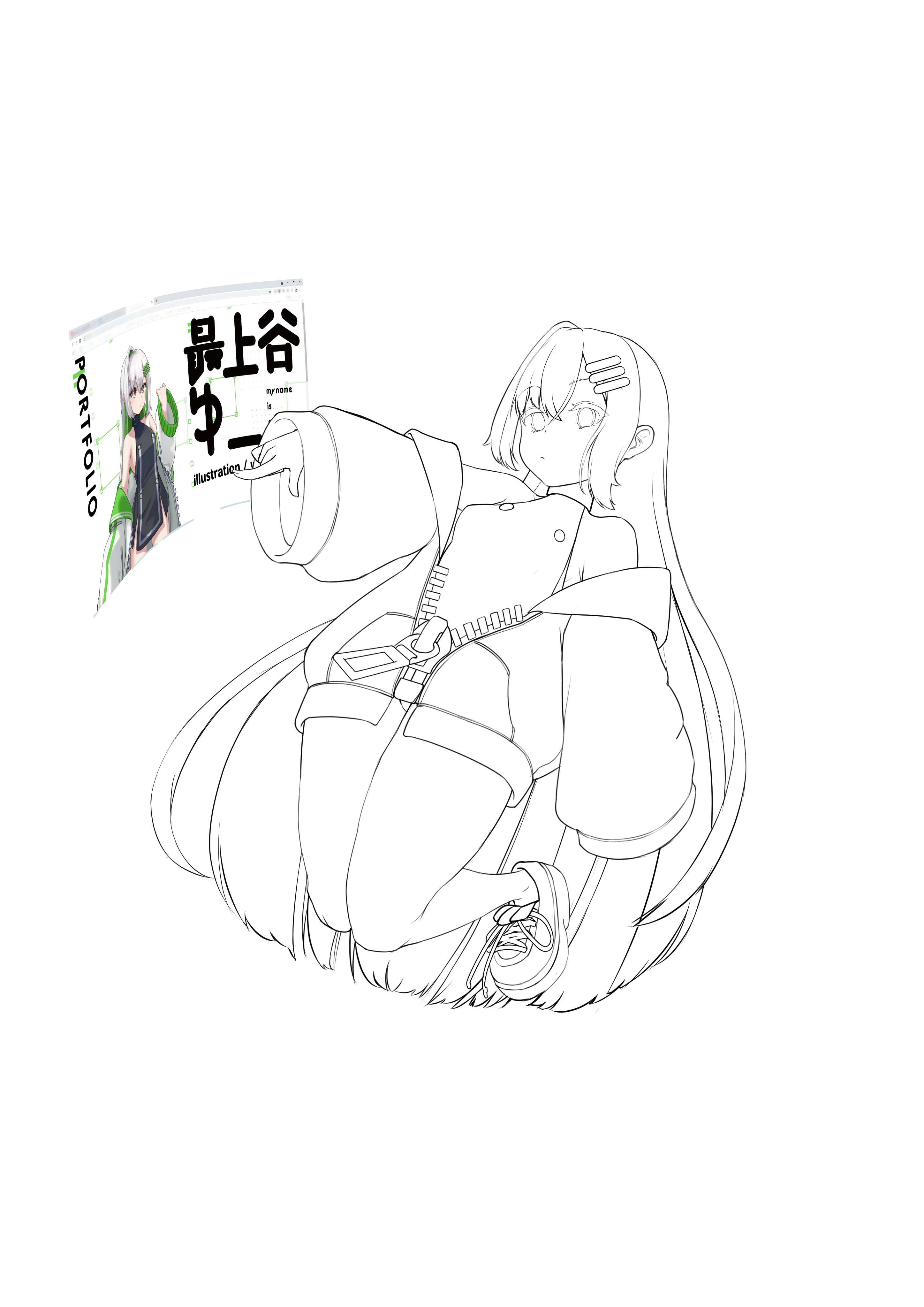 メニューちゃんの線画の画像