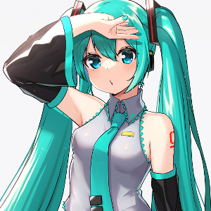 膝立ち初音ミクのイラスト